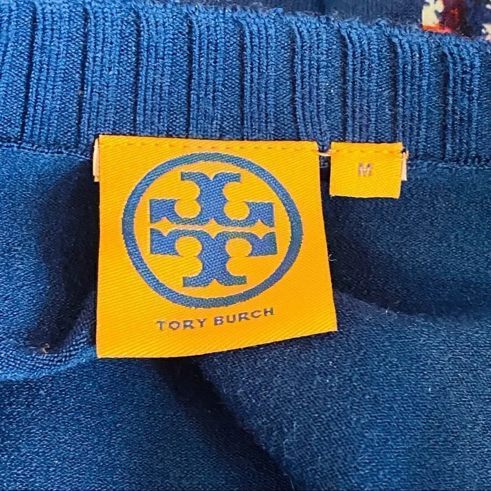 TORY BURCH Printed Wool Crew Neck Sweater M